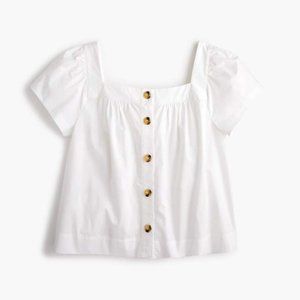 J.Crew Women's White Point Sur Button-front Square-neck Blouse